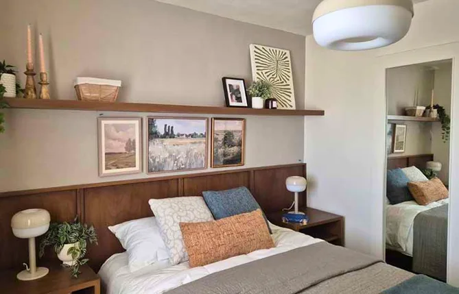 Recámara secundaria con decoración cálida