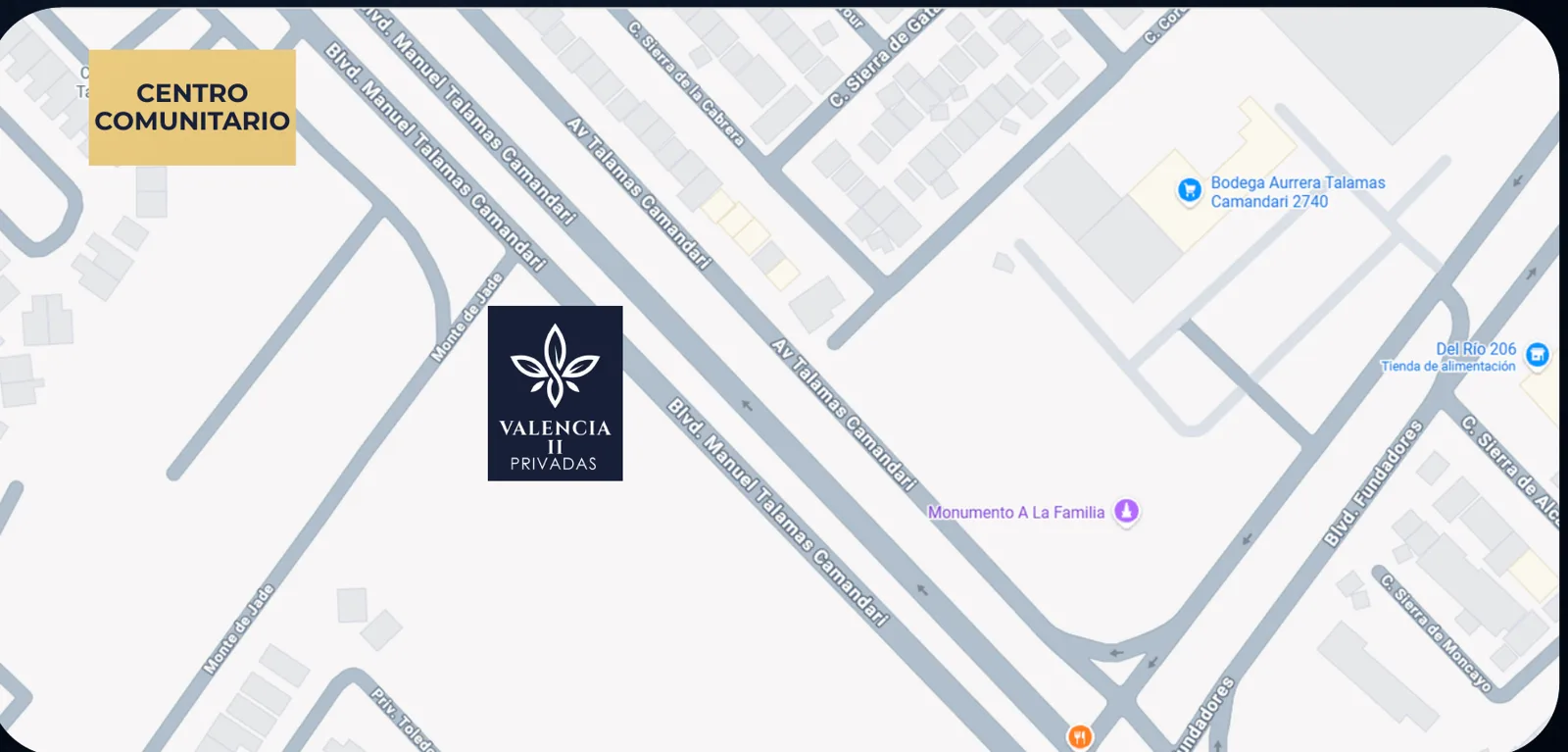 Mapa de ubicación de Valencia II Privadas